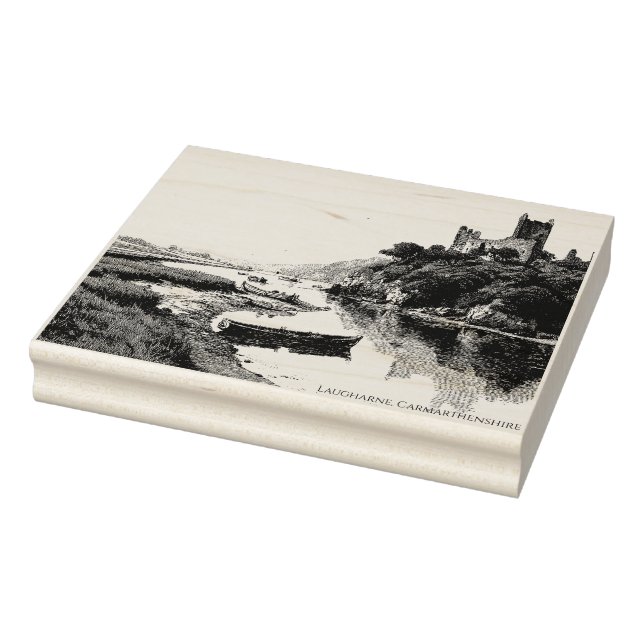 Burg Laugharne, Wales - Ruinen der Romantik Gummistempel (Stempel)