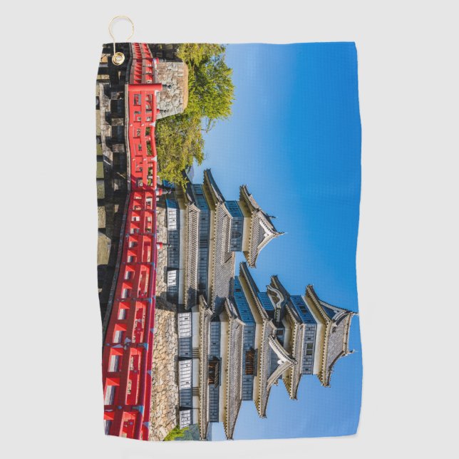 Burg Matsumoto und Brücke Golfhandtuch (Vorderseite)
