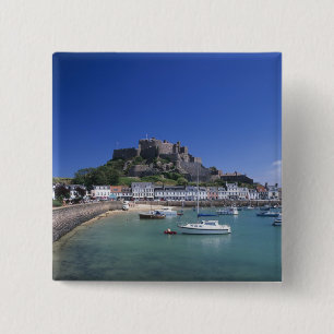 Burg Mount Orgueil und Hafen, Gorey, Jersey Button