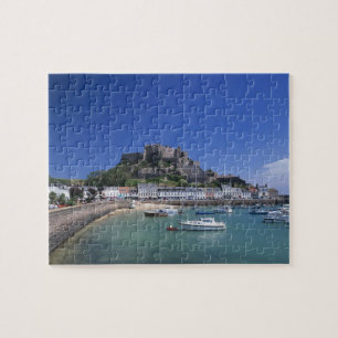 Burg Mount Orgueil und Hafen, Gorey, Jersey Puzzle