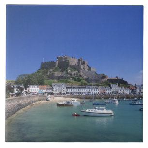 Burg Orgueil und Hafen, Gorey, Jersey Fliese
