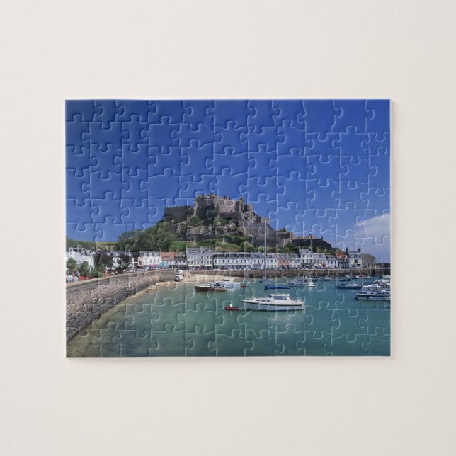 Burg Orgueil und Hafen, Gorey, Jersey Puzzle (Horizontal)