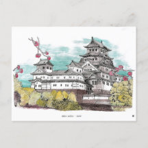 Burg Osaka Japan Aquarelle Illustration