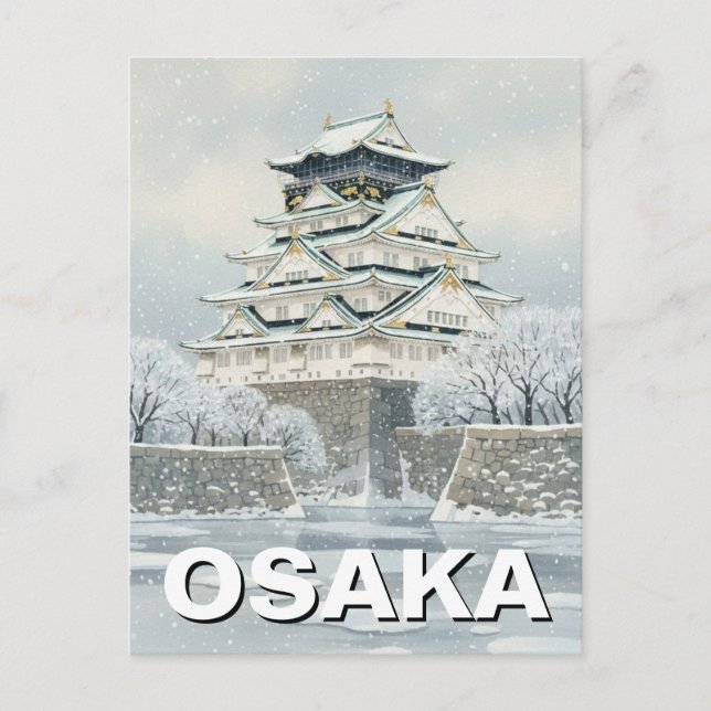 Burg Osaka Japan Postkarte (Vorderseite)