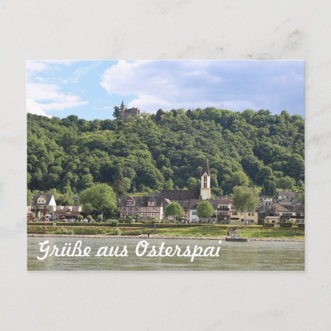 Burg Osterspai am Rhein Postkarte (Vorderseite)