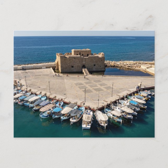 Burg Paphos und Blick auf den Hafen Postkarte (Vorderseite)