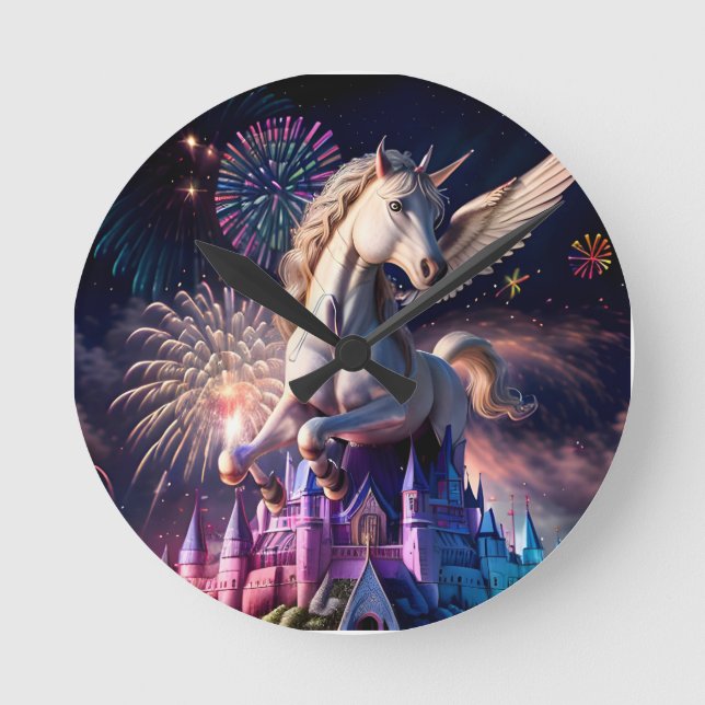 Burg Pegasus Runde Wanduhr (Vorderseite)
