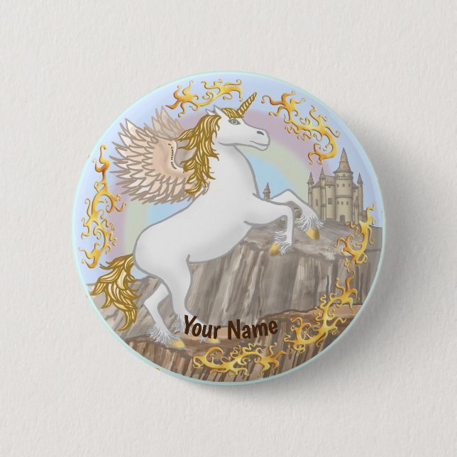 Burg Pegasus Unicorn Button (Vorderseite)