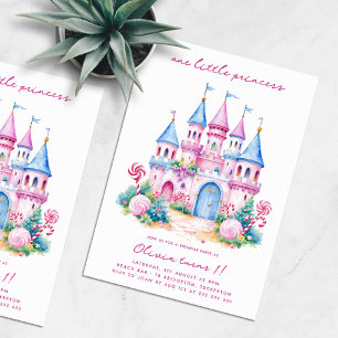 Burg Pink Candyland 1. Geburtstag Party Einladung
