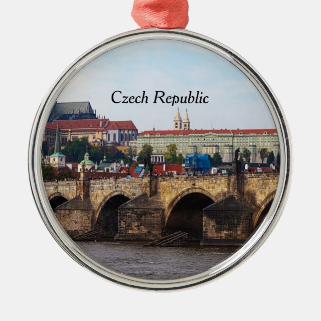 Burg Prag und Karlsbrücke Ornament Aus Metall (Vorne)