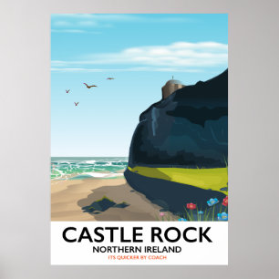 Burg Rock Nord Irland Reiseplakat. Poster