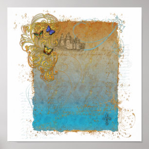 Burg & Schmetterlinge Storybook Plakatwerbung Poster