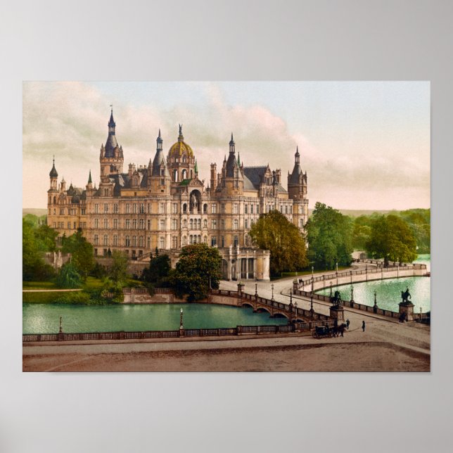 Burg Schwerin Deutschland - Circa 1900 Fotochrom Poster (Vorne)