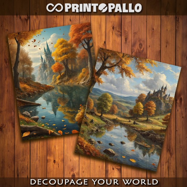 Burg und Fluss im Herbst Seidenpapier (Von Creator hochgeladen)