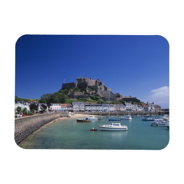 Burg und Hafen Mount Orgueil, Gorey, Jersey Magnet (Horizontal)