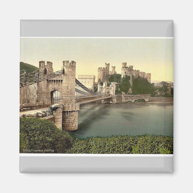 Burg und Hängebrücke, Conway (d. h. Conwy), Magnet (Vorne)
