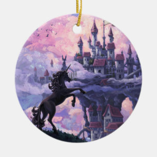 Burg Unicorn Keramik Ornament