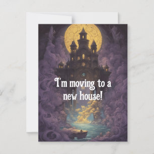 Burg unter einem gelben Mond Neue Adresse Postkarte