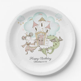 Burg Wasserfarbe Prinzessin Dragon Girl Pappteller