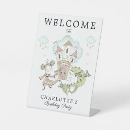 Burg Wasserfarbe Prinzessin Dragon Girl Sockelschild