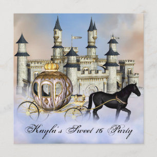 Burg Wolken Princess Fairytale Süß 16 Party Einladung