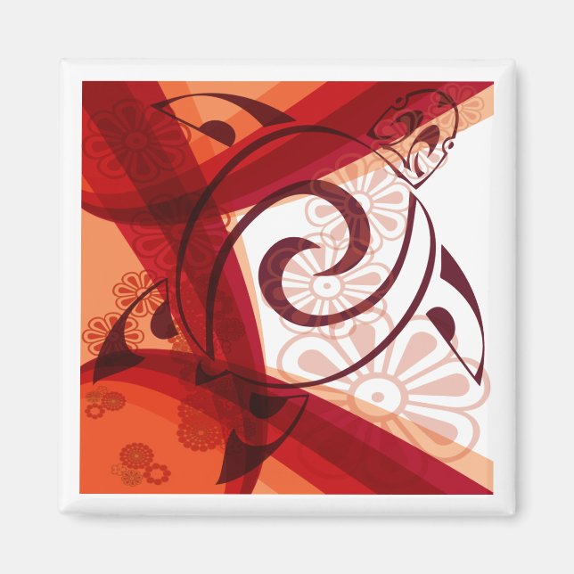 Burgandy-Floral-Turtle Magnet (Vorne)