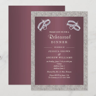 Burgandy, Funkelnd Silver Rings Probe Dinner Einladung