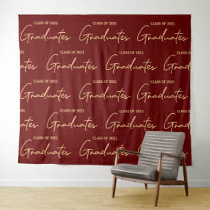 Burgandy Gold Class of 2024 Graduates Abschluss Wandteppich