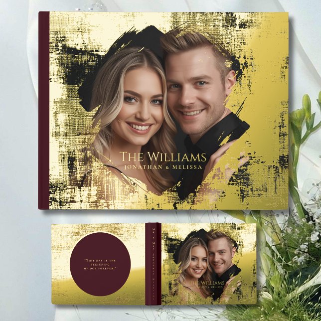 Burgandy Gold Foil Gästebuch Elegante Gästebuch (Von Creator hochgeladen)