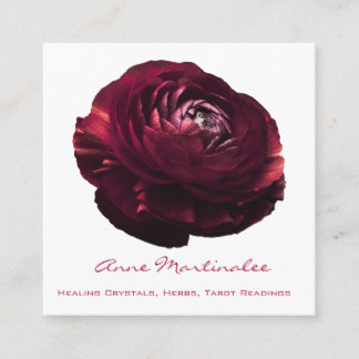 Burgandy Pink Blume Square Business Card Quadratische Visitenkarte