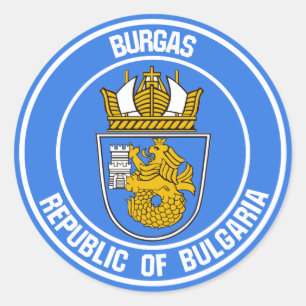 Burgas Round Emblem Runder Aufkleber