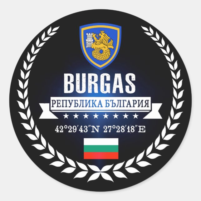 Burgas Runder Aufkleber (Vorderseite)