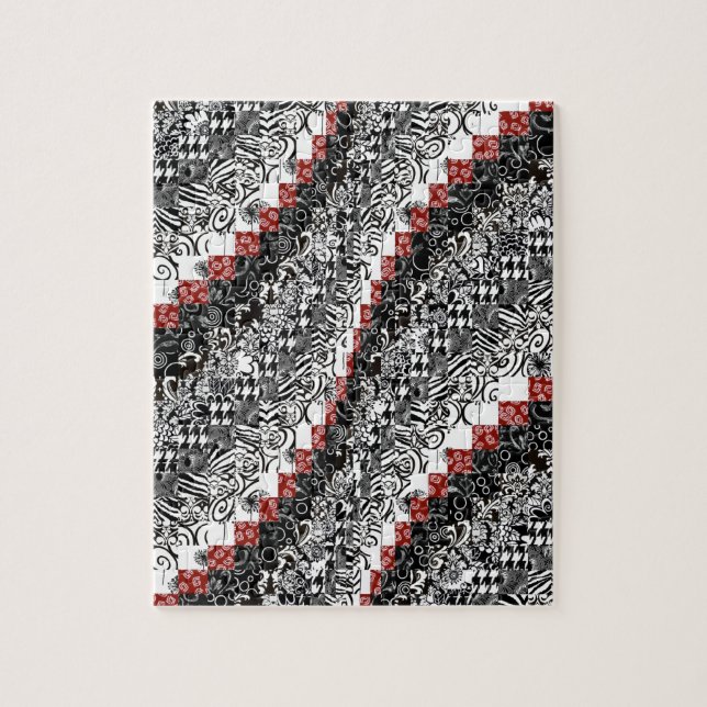 Burgello Steppdecken-Muster fertigen rotes Puzzle (Vertikal)