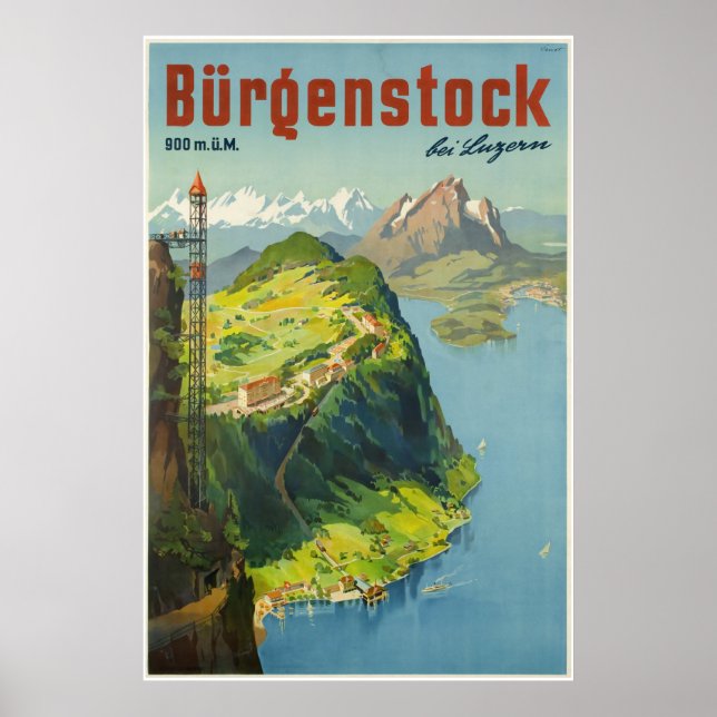 Bürgenstock bei Luzern, Schweiz, Reiseplakat Poster (Vorne)