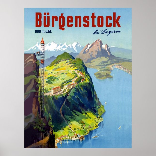Burgenstock-Landschaft, Aussichtspunkt, Schweiz Poster (Vorne)
