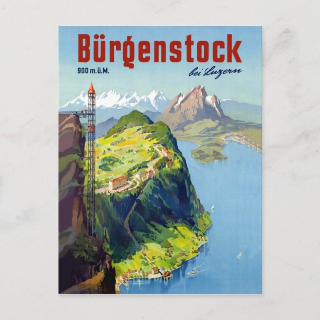 Burgenstock-Landschaft, Aussichtspunkt, Schweiz Postkarte (Vorderseite)
