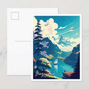 Burgenstock Schweiz Vintage-Reise Postkarte