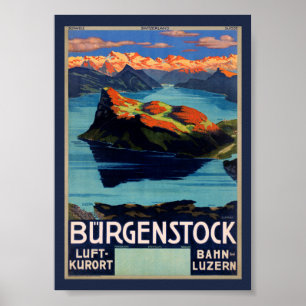 Bürgenstock Schweiz Vintage Reiseposter Poster