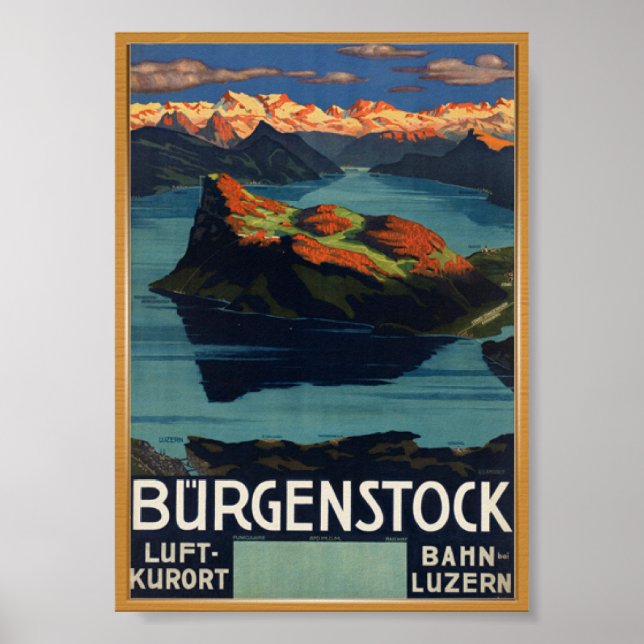 Bürgenstock Schweiz Vintage Travel Poster (Vorne)