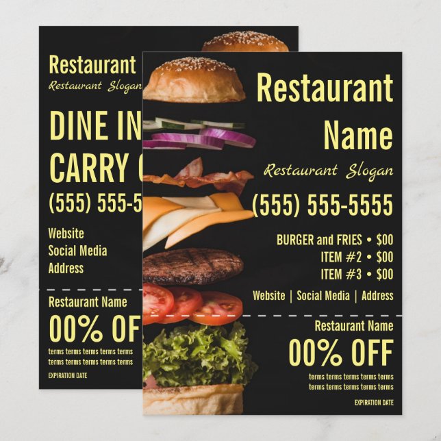 Burger-12x18-Flyer Einladung (Vorne/Hinten)