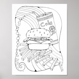 Burger Art Colour Page Art Poster