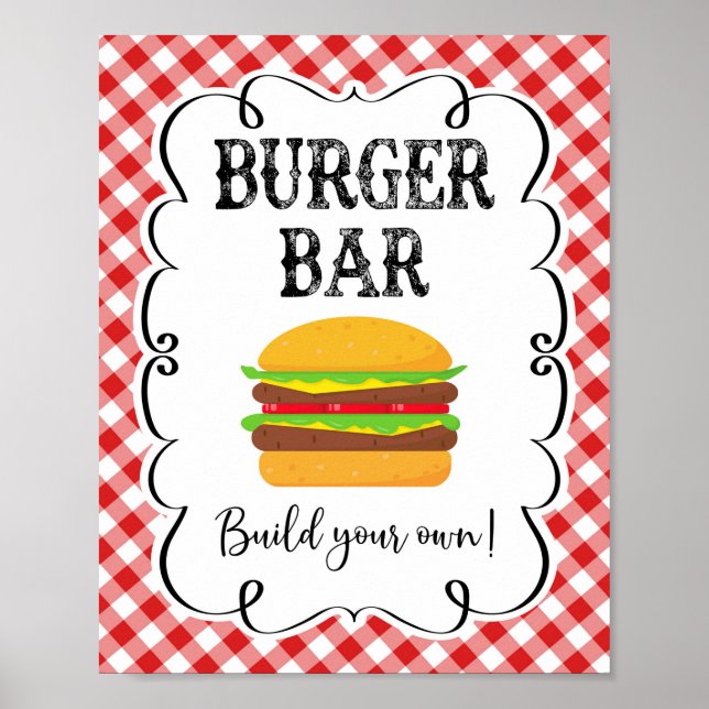 Burger Bar Red Gingham I Do GRILLEN Poster (Vorne)