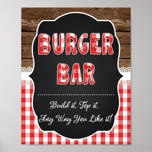 Burger Bar Sign - Red Baby Q Poster (Vorne)