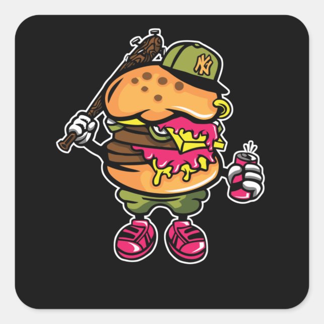 Burger Bastard Quadratischer Aufkleber (Vorderseite)