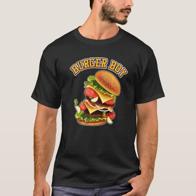 Burger Boy Hamburger Cheeseburger Funny Fast Food T-Shirt (Vorderseite)