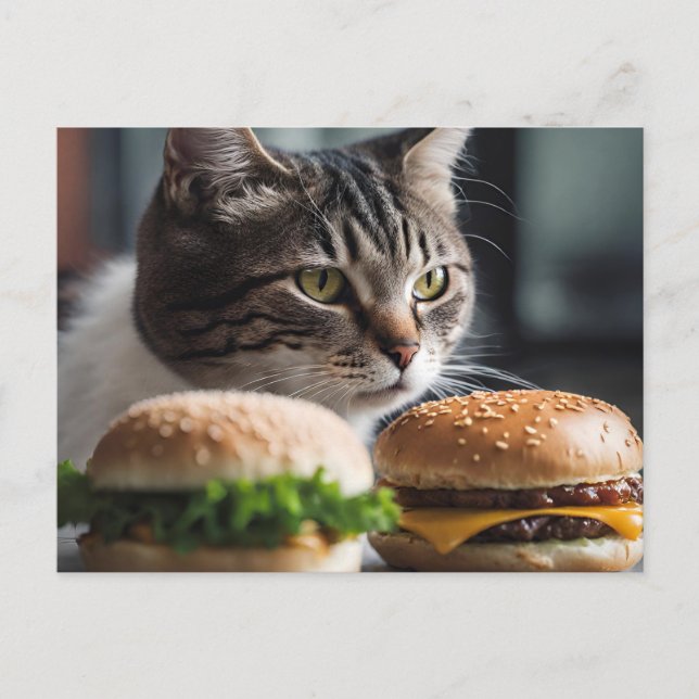 Burger Buddy-cat art Postkarte (Vorderseite)