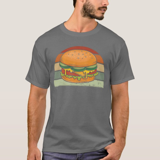 Burger Cheeseburger Hamburger Fast Food Retro vint T-Shirt (Vorderseite)