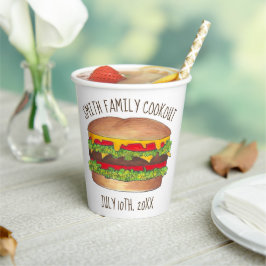 Burger Cheeseburger Wiedersehen Picnic Cookout Par Pappbecher