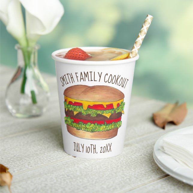 Burger Cheeseburger Wiedersehen Picnic Cookout Par Pappbecher (In Situ)