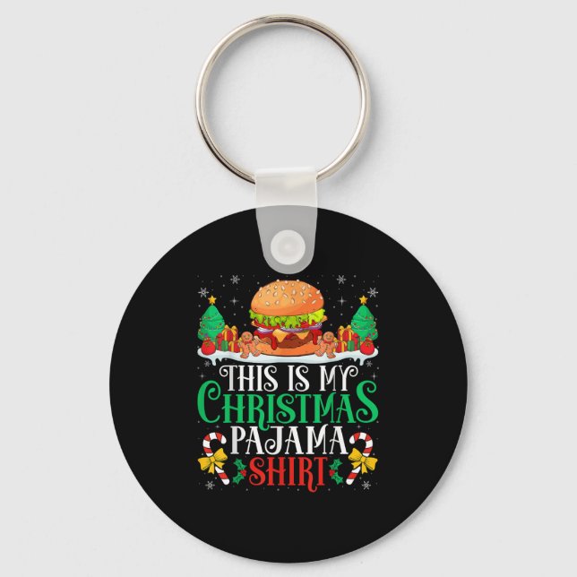 Burger Christmas Pajama Shirt Burger Lover Xmas Pa Schlüsselanhänger (Vorderseite)